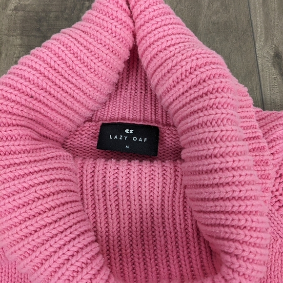 Lazy Oaf Pink Knit Sweater Dress Medium - Picture 8 of 12